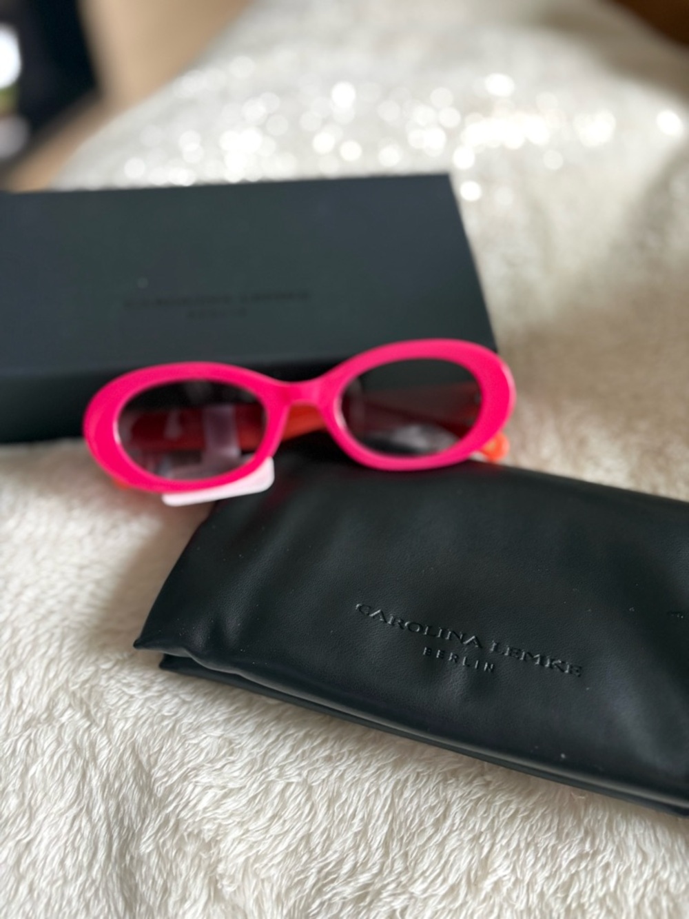 Carolina Lemke Pink Oval Sunglasses for Women